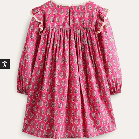 Mini Boden Lace Trim Woven Dress in Pink Paisely - Picture 3 of 7